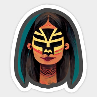 Mayan Luchador Woman Sticker